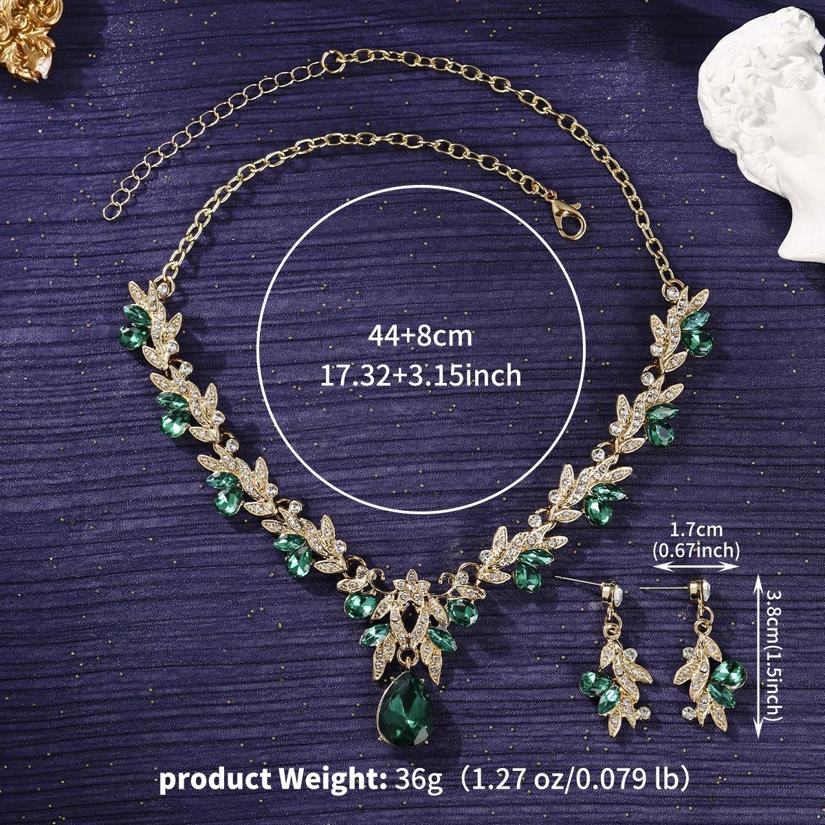 Luxury Rhinestone Bridal Necklace & Earring Set, Exquisite