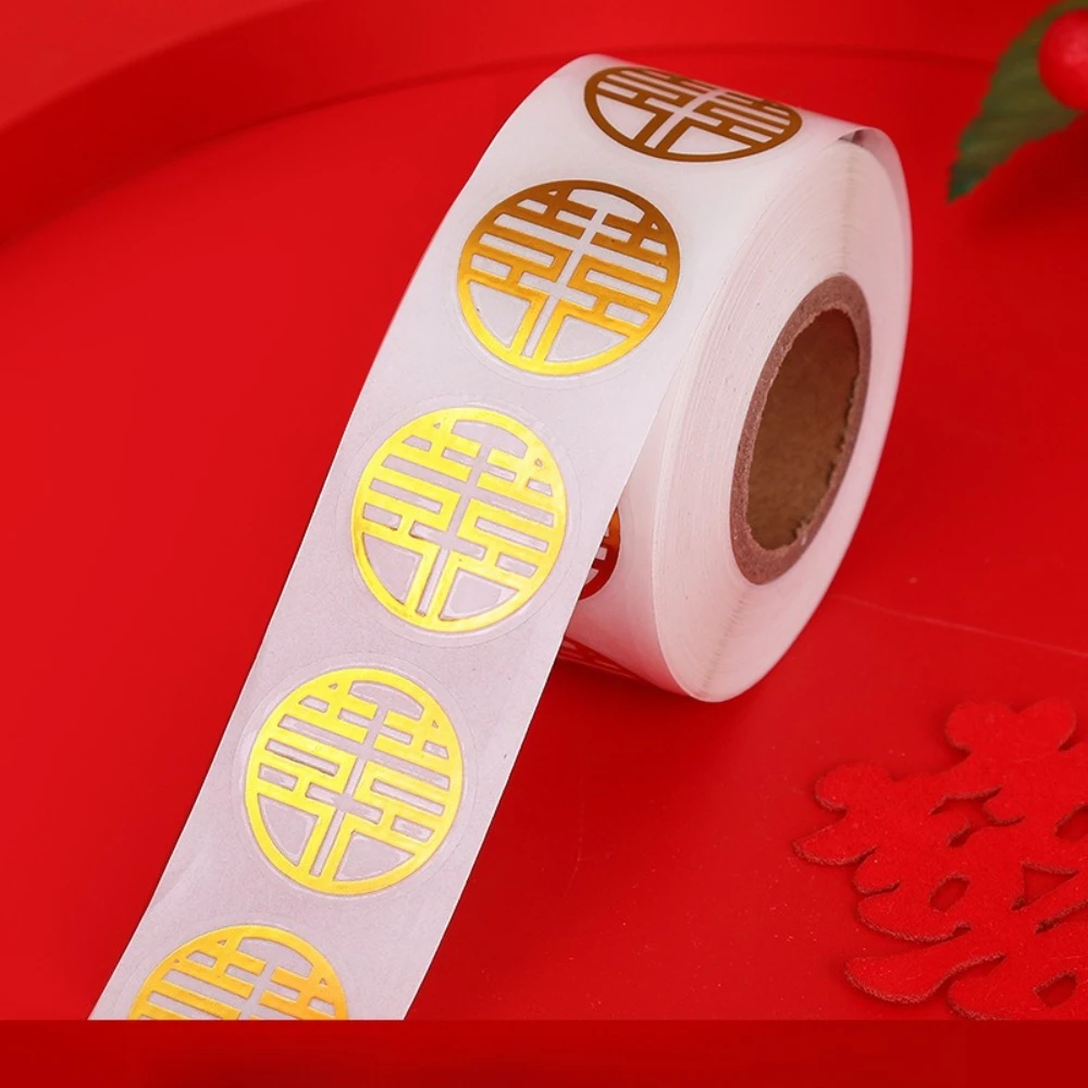 

500pcs Sealing Stickers Wedding Red Stickers Chinese Xi Decals Adhesive Supplies Traditional Festive Wedding Party Decorations