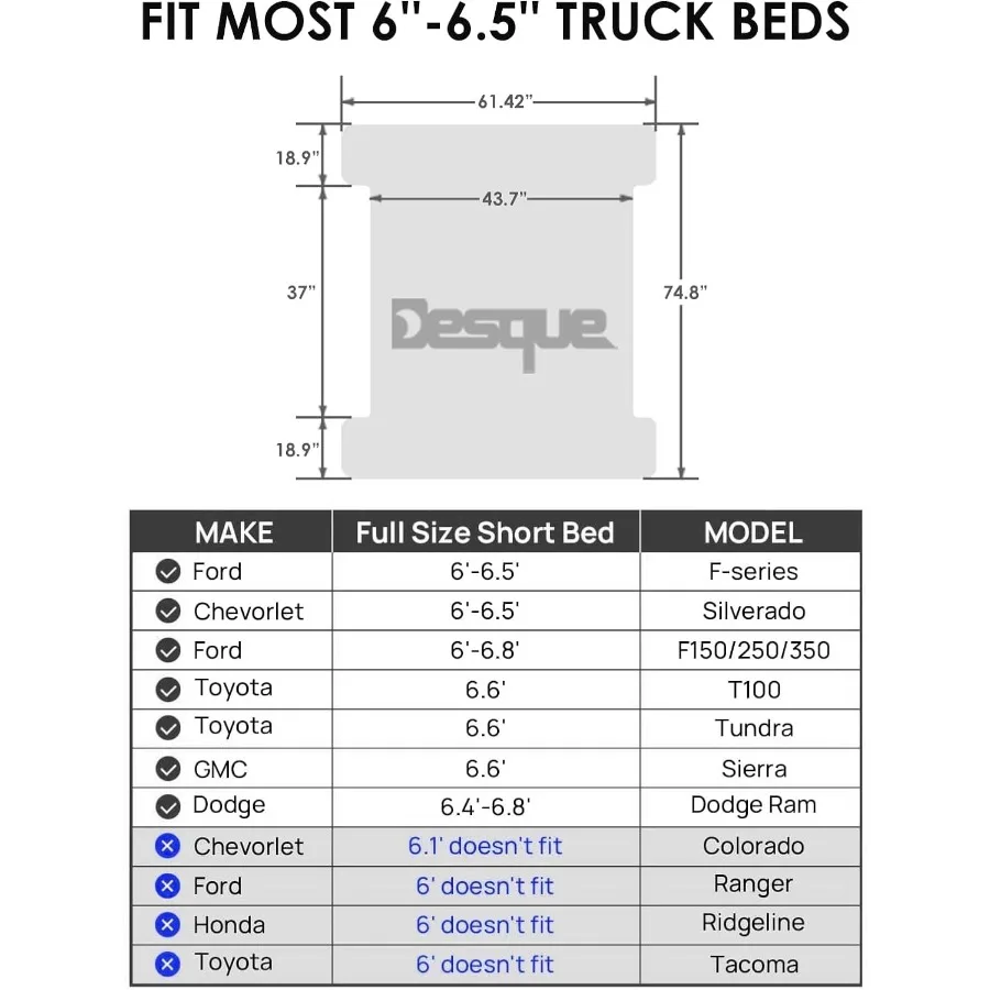 مرتبة سرير شاحنة ذاتية النفخ كاملة الحجم لشاحنات بيك اب 66.5ft مع مضخة هواء 12 فولت وحقيبة حمل مثالية للتخييم في الهواء الطلق #2