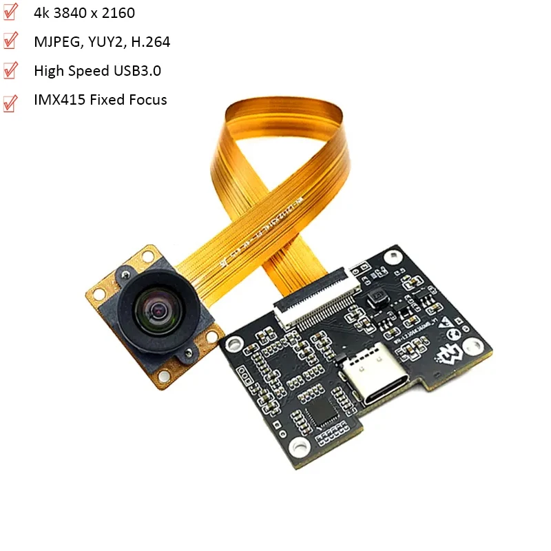 

3840 x2160 4K 12MP HD IMX415 USB3.0 Camera Module Type-C Fixed focus 30FPS MJPEG,YUV2,H.264 UVC plug and play