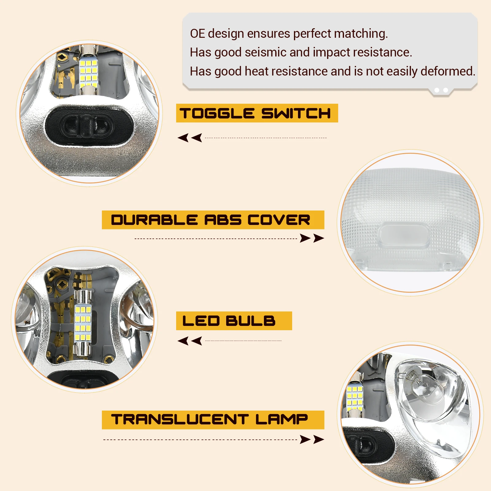 F37Z-13776-B Interior Roof LED Map Lamp Assembly with Cover Fit For Ford Ranger XL XLT STX Splash Edge 93-04 F67Z-13783-AA view 3