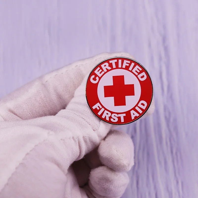 Certified Red Cross Lady Enamel Pins First Aid Anti Depression Brooches Lapel Badges Custom Mental Health Jewelry Gift  Lovers