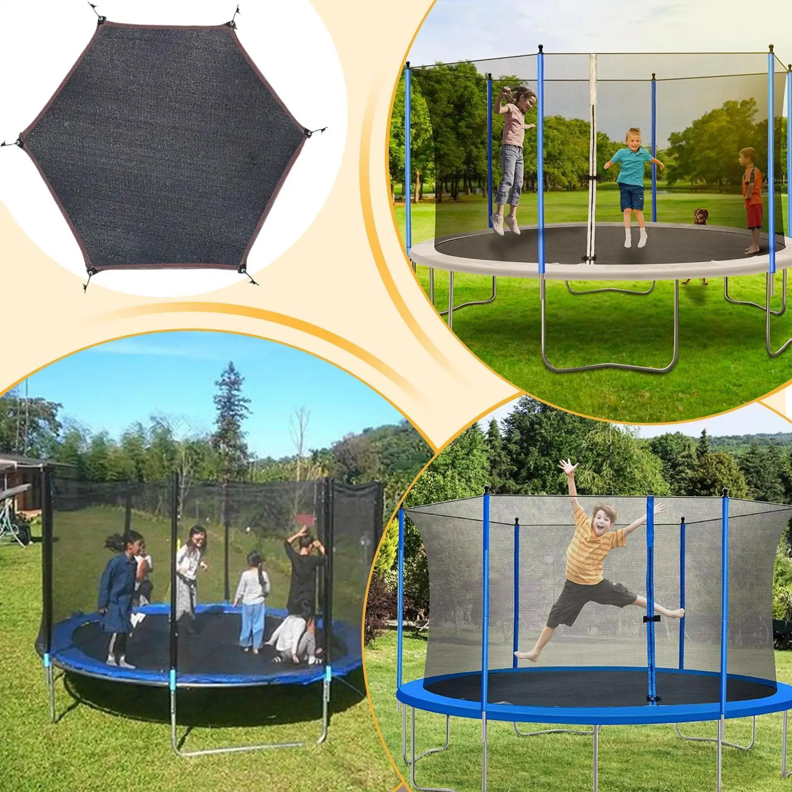 Trampoline Shade Sunblock Wind-Proof Trampoline Sunblock Cloth For Kids Children Parents Grandparents Outdoor Park Playground