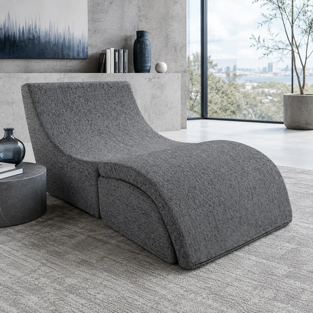 Factory Direct 2026 Multi Mode Foldable Ergonomic Recliner Chaise Lounge Sofa, Dense Foam Support Convertible Ottoman Footrest
