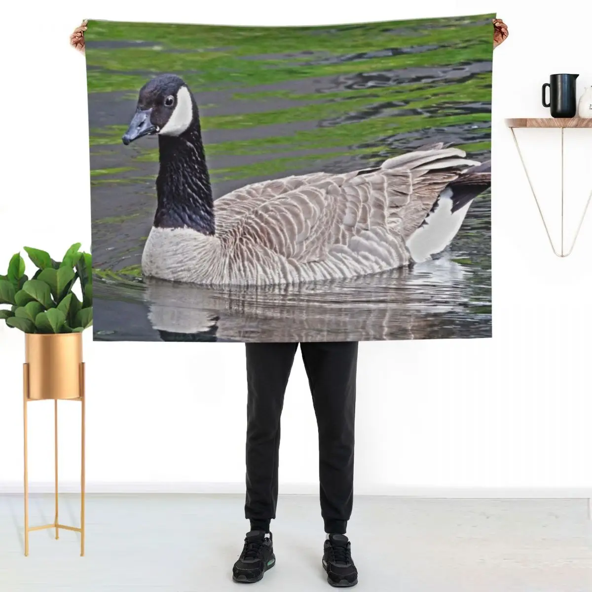 

Canadian goose swimming in water Throw Blanket Soft Warm Blanket Gift for Men Women Adults