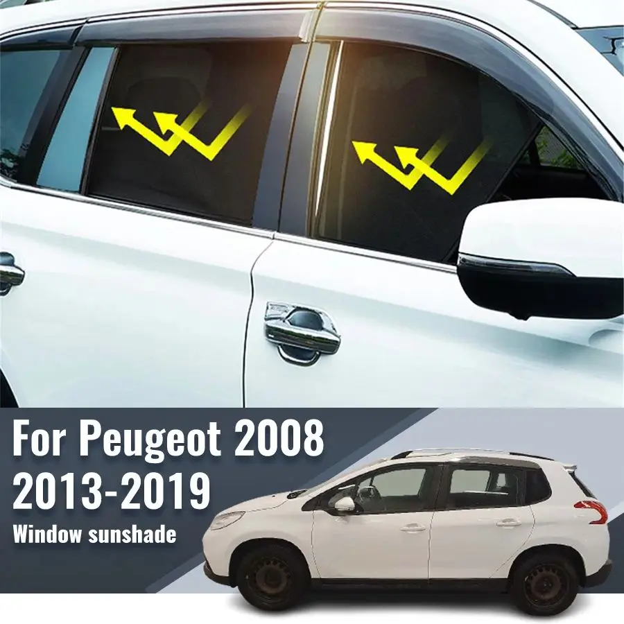 For Peugeot 2008 2013-2019 Car Sunshade Shield Magnetic Front Windshield Frame Curtain Rear Side Window Sun Shades Visor