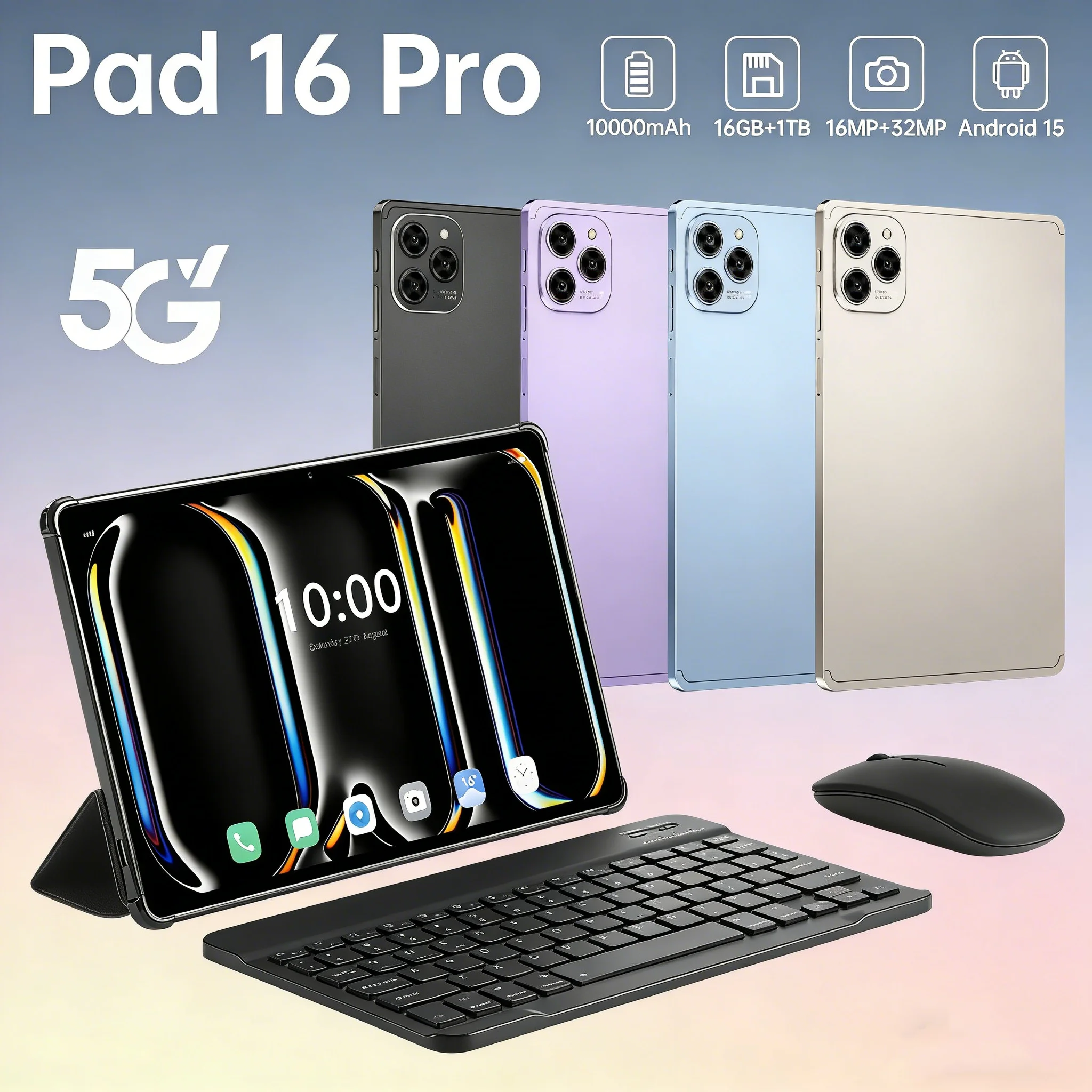 

2026 HOT Pad 16 Pro 16GB+1TB Dual Card Tablet 10.1 inch Android 15 10000mAh Snapdragon 8 Gen3 Core 5G WIFI+GPS Tablet