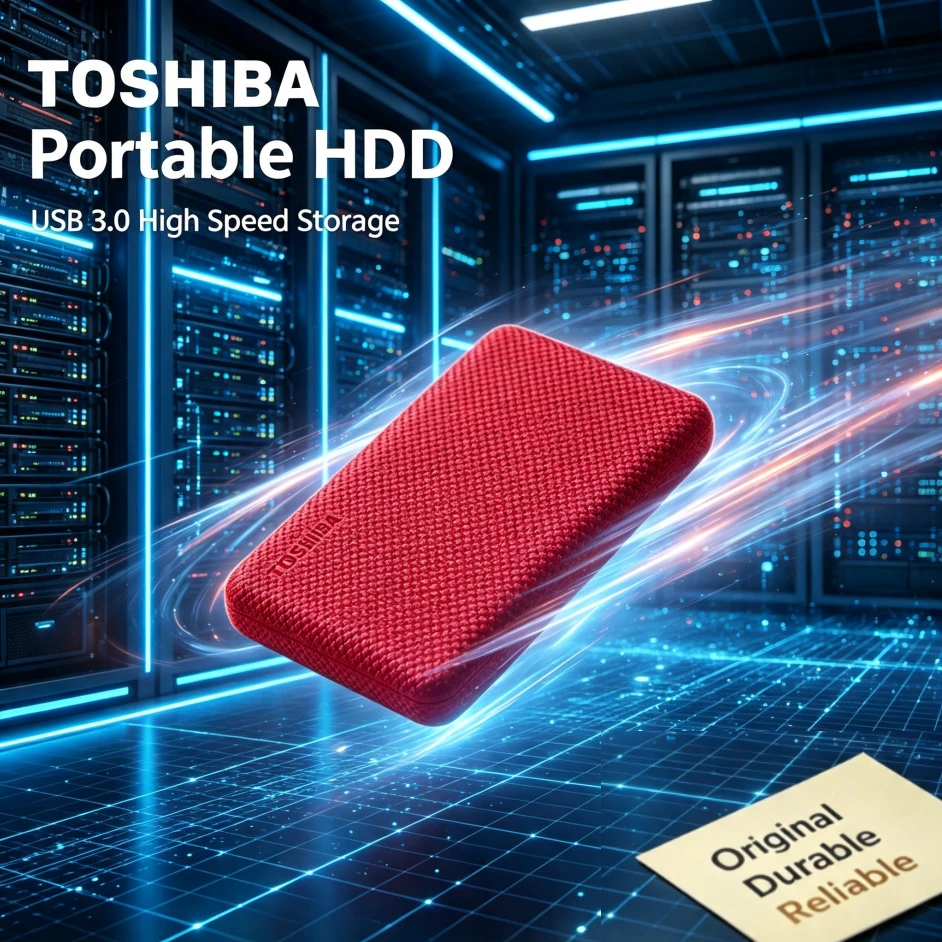 For New Toshiba V10 Red Portable External Hard Drive USB3.0 Mobile HDD Storage Disk for Laptop Desktop PC File Data Backup