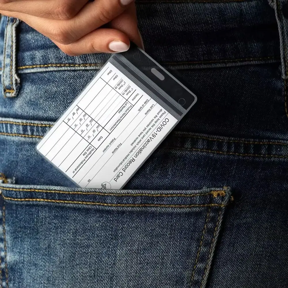 1PC Simple PVC Sealed Card Sleeve Vertical/Horizontal Waterproof Name Card Protector Cover Transparent ID Card Badge Holder