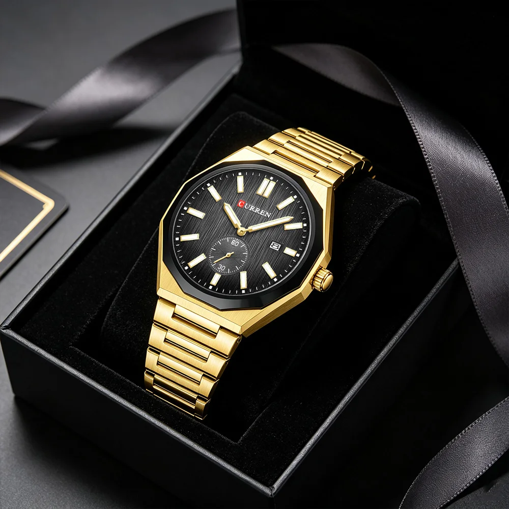 CURREN 8500 NEW Top Brand Men Watch  with Luminous Auto Date Stainless Steel Band Casual Business Quartz Wristwatch Reloj Hombre