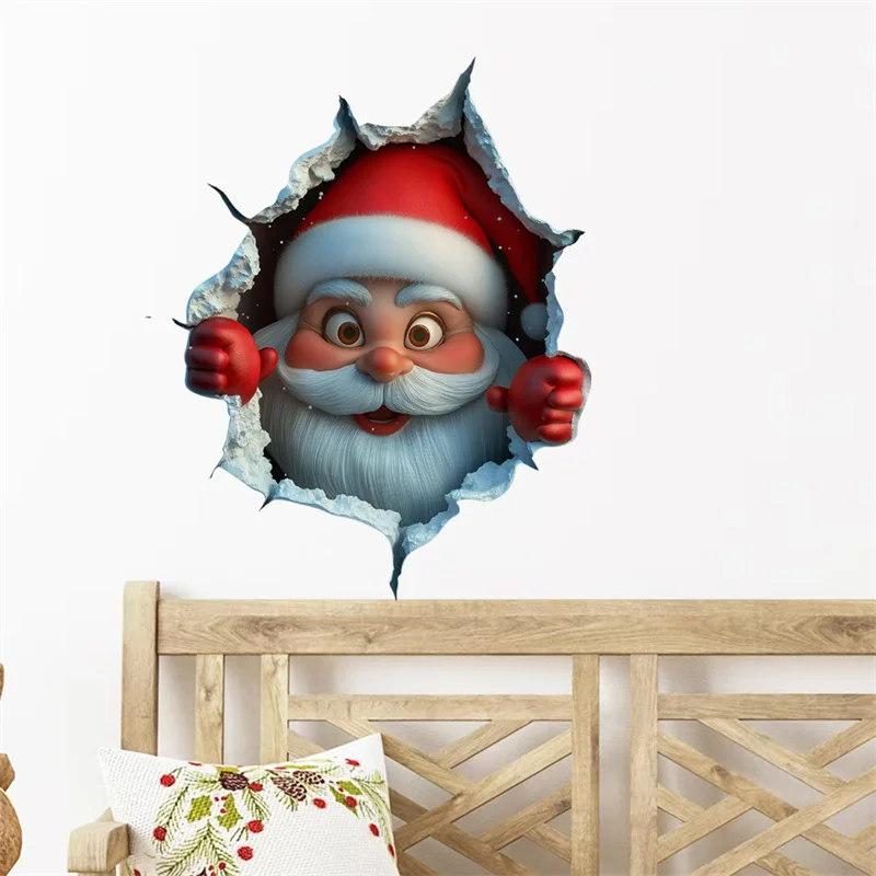 Christmas Santa Wall Stickers PVC Waterproof Sticker Door Window Wall Decals DIY Peel Sticker Home Living Room Party Decor-New