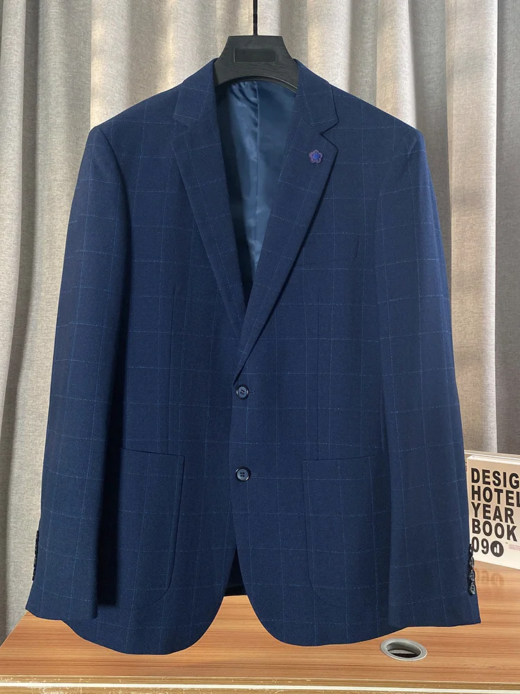 

Мужской модный повседневный костюм в британском стиле, приталенный, на одной пуговице, удобный, приятный для кожи, для отдыха и делового стиля, с длинными рукавами