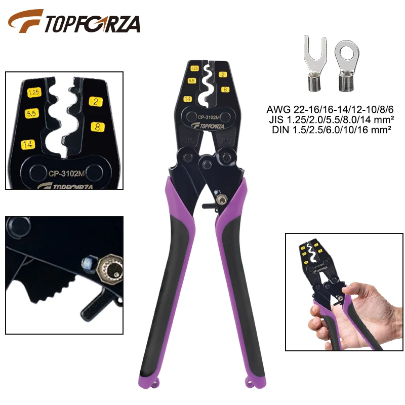 

Topforza Crimper Pliers Non-Insulated Terminals Crimping Tools Electric Crimping Pliers Wire Plug Pressure Regulating Device