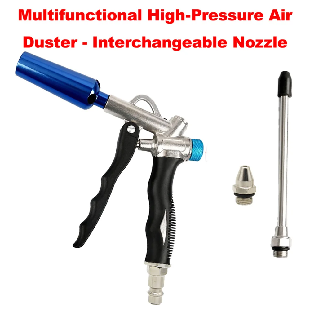 High Flow Air Blow Gun With Adjustable Three Air Nozzle Blower Powerful Venturi Nozzle Air Dust Gun, Cleaning Gun