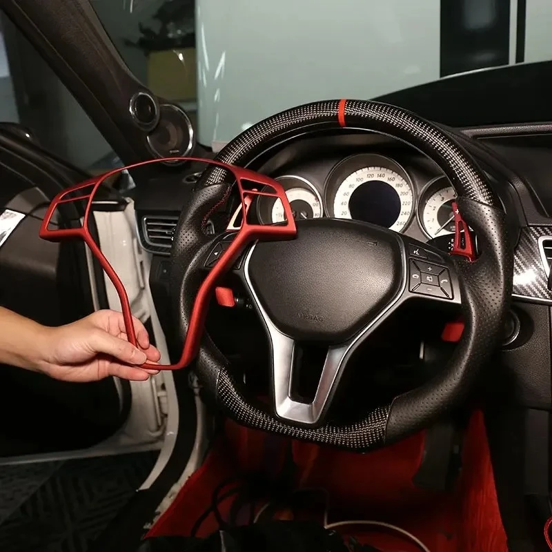 For Mercedes Benz A B C E GlA GLK Class W176 W246 W204 W207 W218 W212 Car Steering Wheel Frame Cover Trim Sticker Accessories