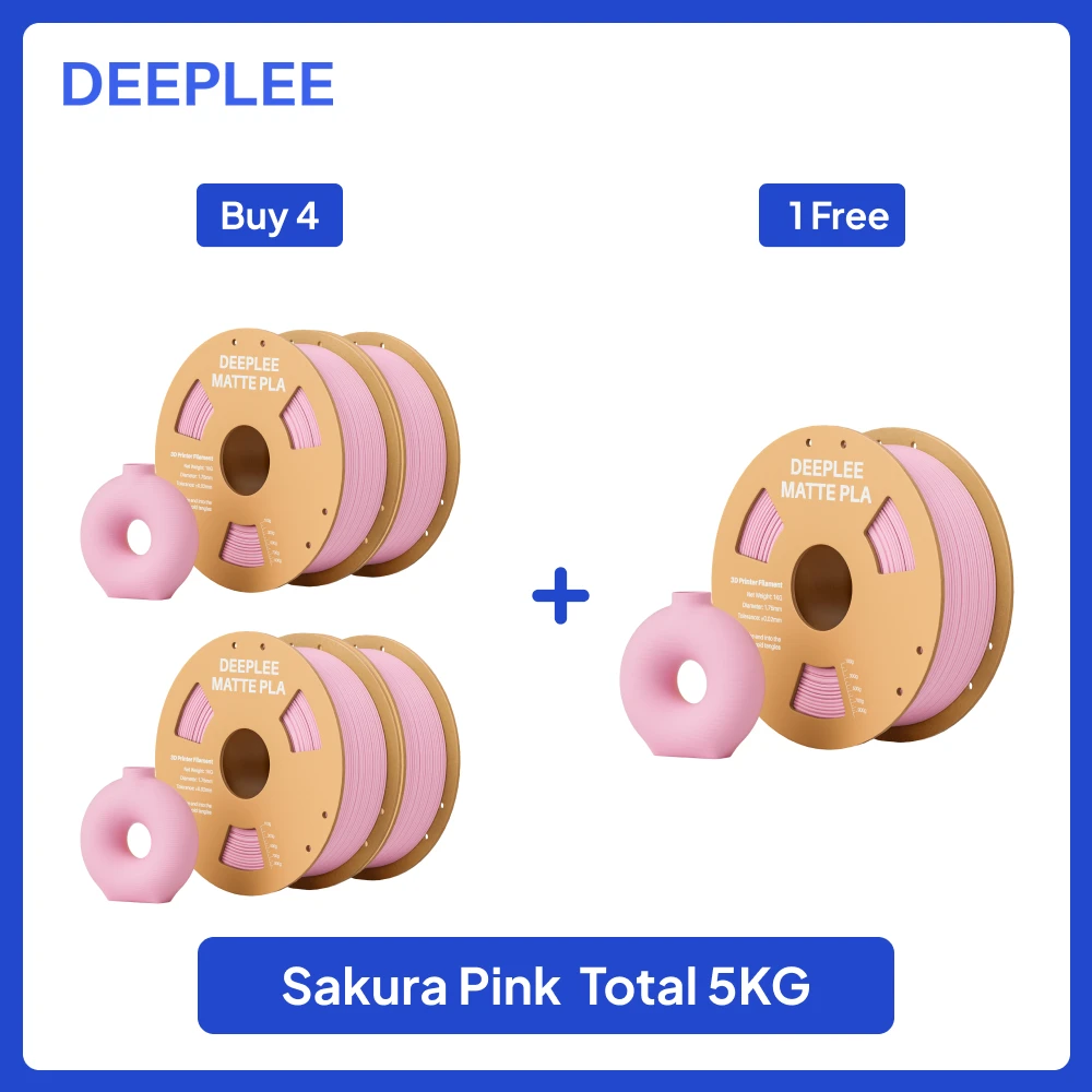 DEEPLEE 2KG mat PLA-filament 1,75 mm 3D-printen voor FDM 3D-printer PLA roze Deeplee-filament