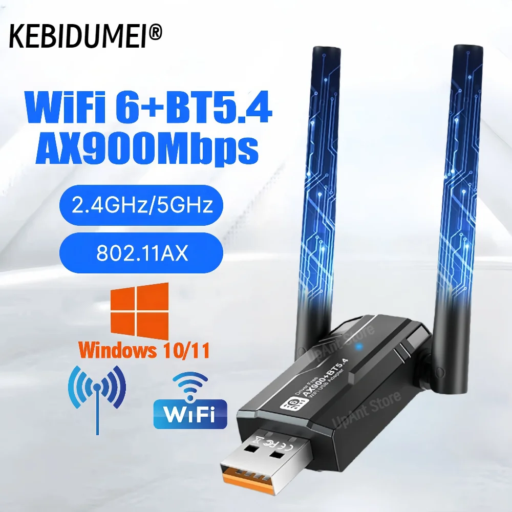 WiFI 6 900Mbps USB Adapter Bluetooth 5.4 Wireless Network Card AX900 Dual Band USB Dongle Wifi6 for PC Win 10 11 Driver Free