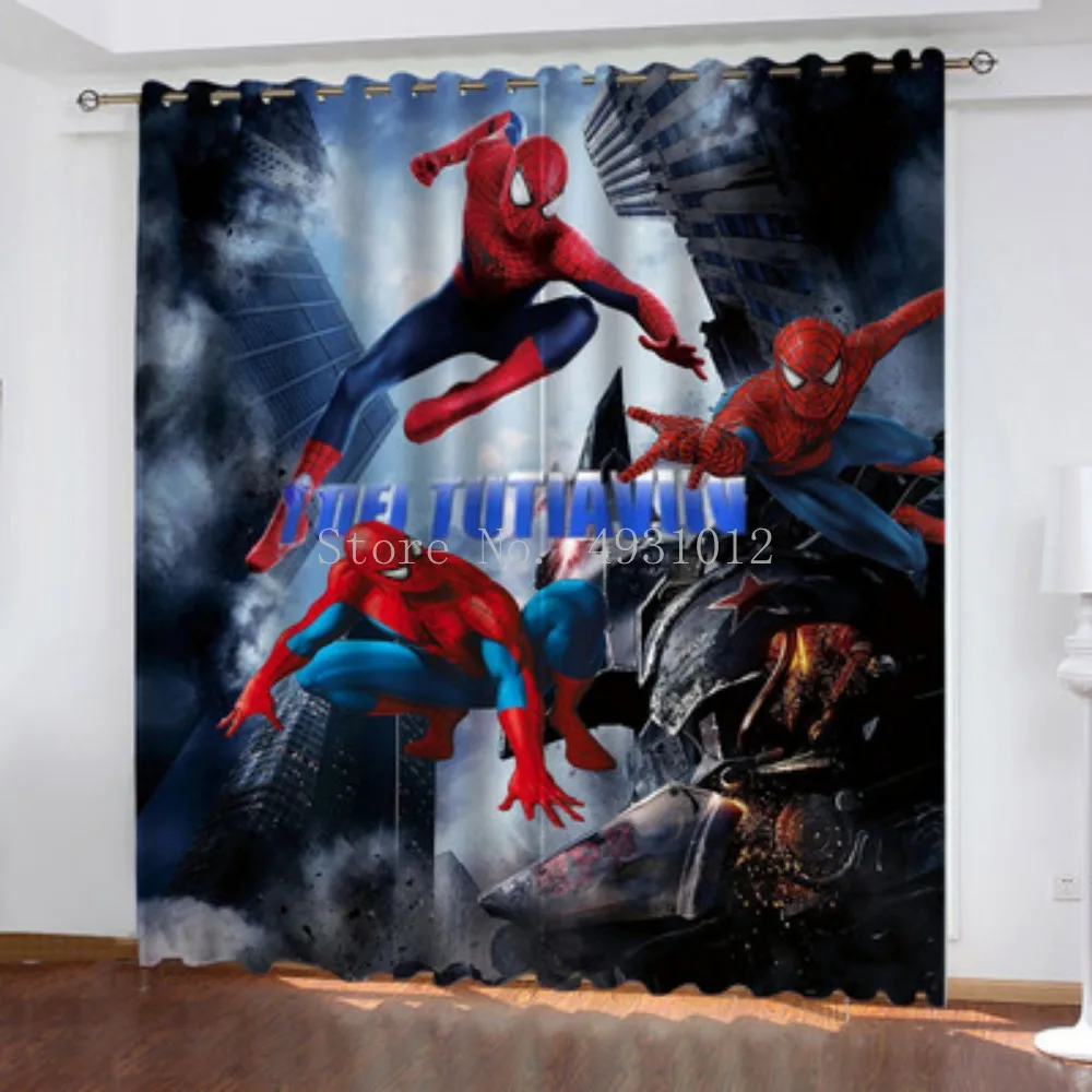 Avengers Heroes Spiderman Blackout Curtain 3D Digital Printing Boy Adult Bedroom Study Curtain Custom Gift