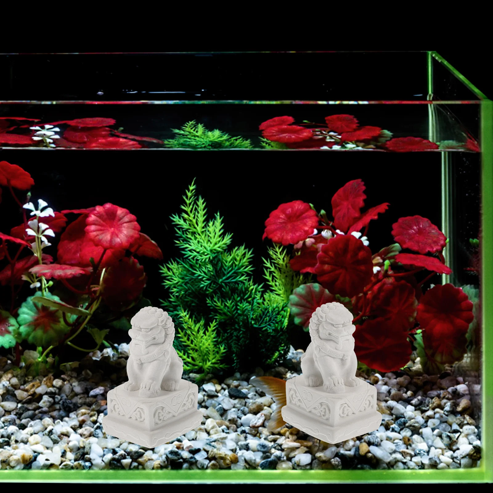 

2 Pcs Cement Lion Figurine Statue for Home Decor Miniature Decorative Decorations
