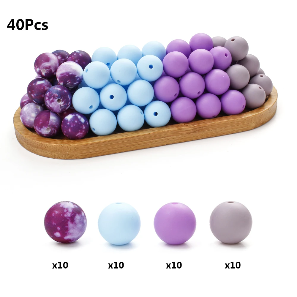 مجموعة الخرز الكونية من السيليكون ، سماء مرصعة بالنجم ، فاصل إبداعي ، مشغولات يدوية ذاتية الصنع ، صناعة المجوهرات ، 40 في المجموعة