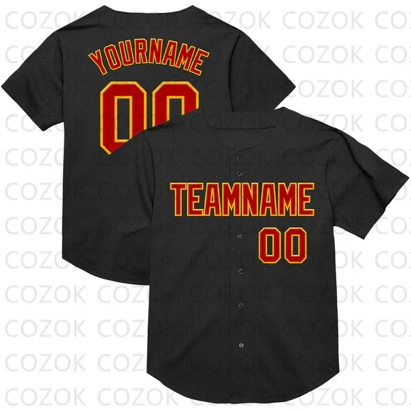 Custom Black Red Series Baseball Jersey Men and Women Shirt 3D Printed Shirt Team Shirts Hip Hop Unisex Tops