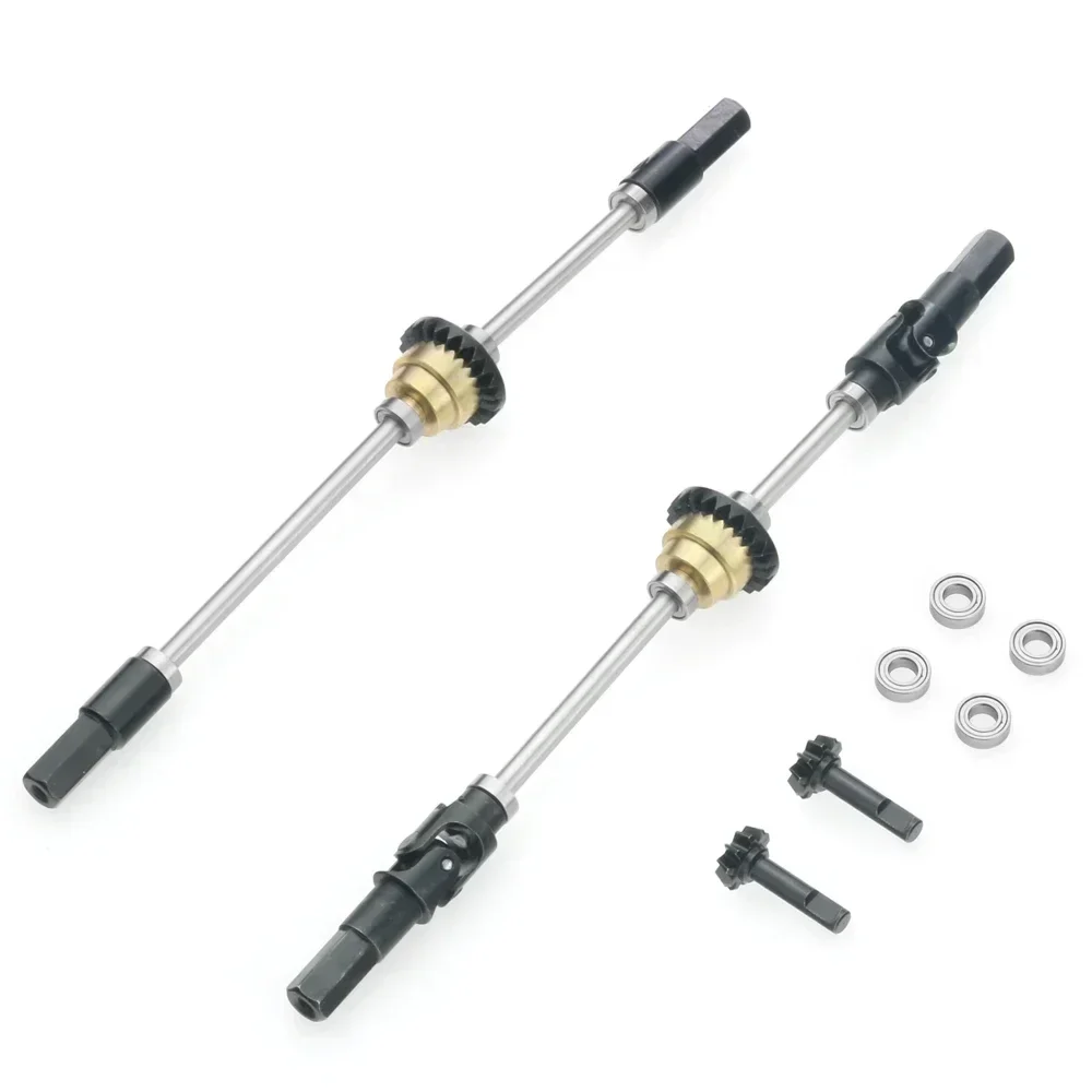 for WPL C14 C24 C34 B14 B24 B16 D12 Metal Differential Front Middle Rear Axle Steel Gear Drive Shaft 1/16 RC Car Upgrade Parts