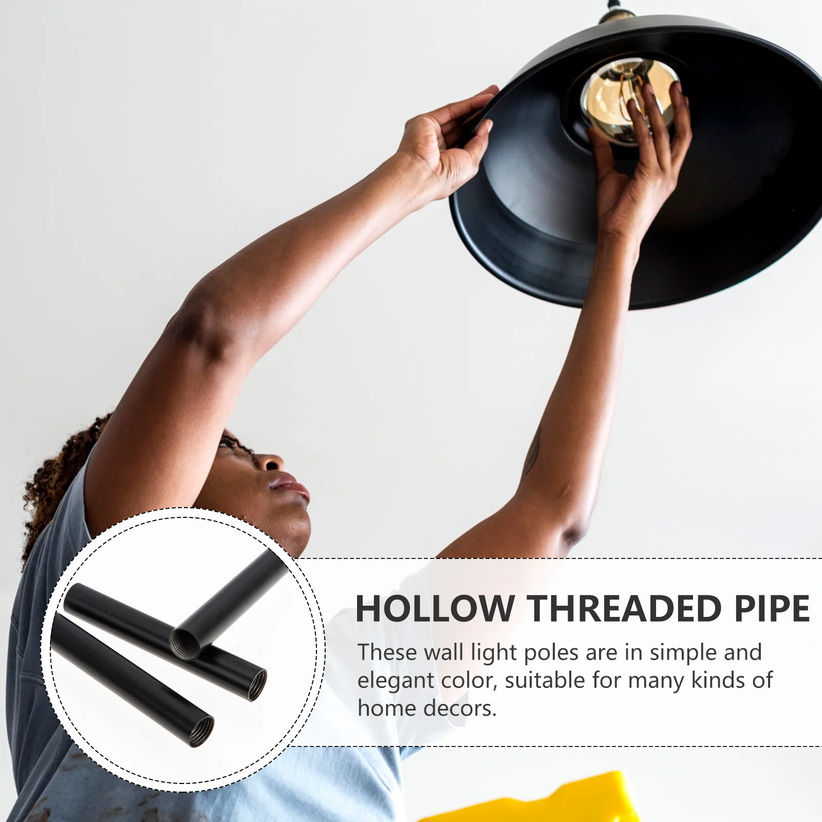 

4pcs Chandelier Light Extension Pole Iron Wall Mounting Rod For Home Decor Lighting Fixtures Rust Resistant Smooth Threaded