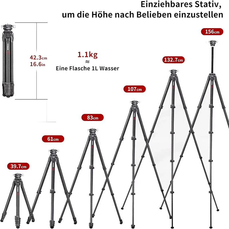 COMAN Zero-Y Lightweight Travel Tripod Full Carbon Professional Outdoor Tripod With Panoramic Ball Head Tripod For Film Shooting