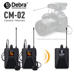 Debra CM Series UHF Wireless Lavalier Microphone, 30 selectable channels, 50 metre range, for DSLR interviews, field recordings