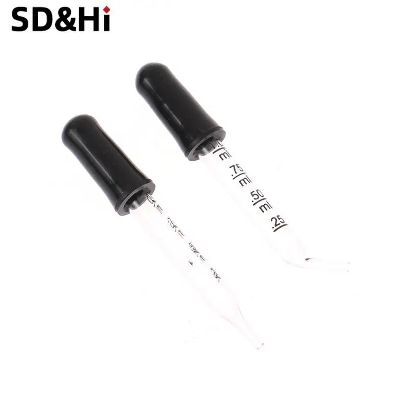5pcs Multi-purpose Droppers Glass Scale Dropper Rubber Head Scale Pipette Dropper Essential Oil Bottle Straw For School Home