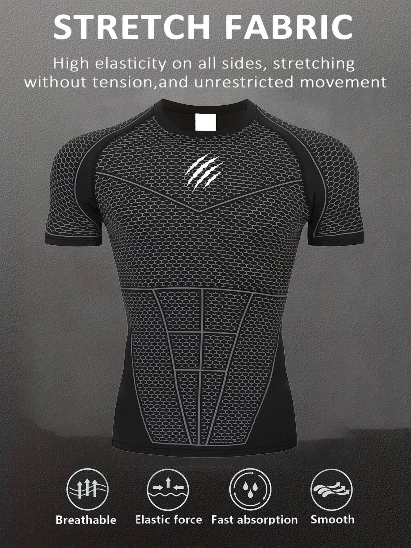 Men's T-Shirts Tight Fitting Compression Breathable Quick Drying T-Shirts Gym Sports Shirt Exercise TShirt Outdoor Running Shirt