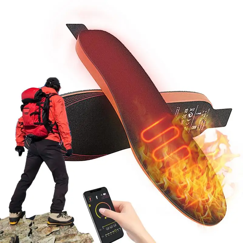 Winter Outdoor Heating Insoles APP Control Feet Warmers with 3 Temp Settings 3000mAh USB Heating Pad Heating Cuttable Insole