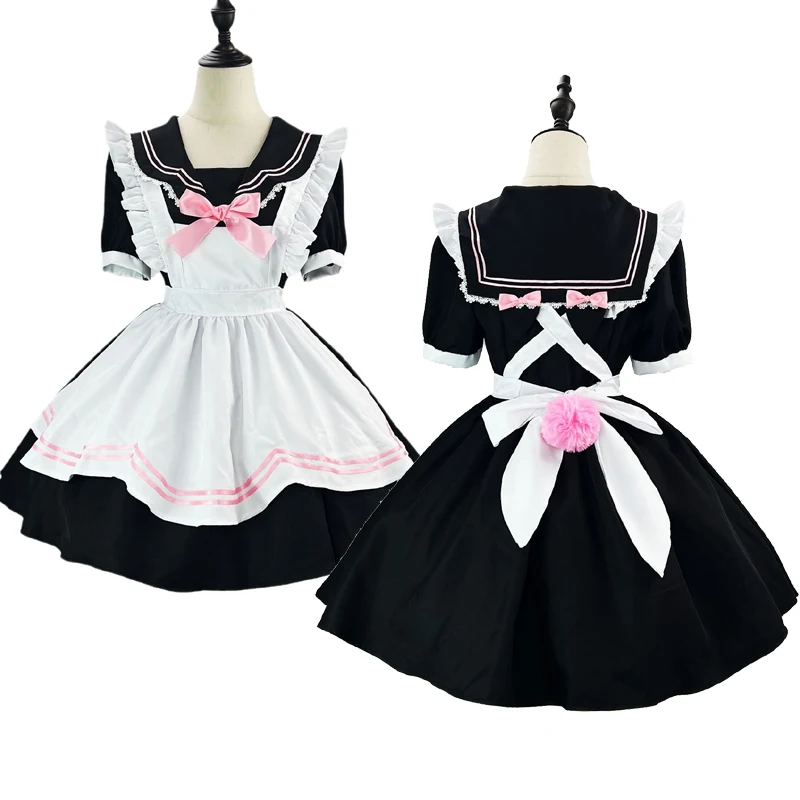 Cute JK School Girls Cosplay Rabbit Ears Sailor Collar Cafe Maid Dress Halloween Animation Sweet Coffee Waitress Role Play