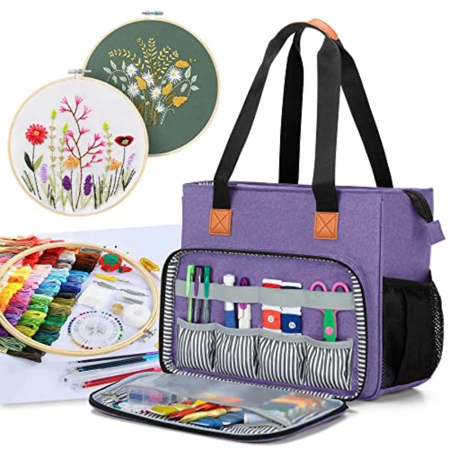 

Embroidery Project Carrying Case Embroidery Kits Storage Bag Bag Only Purple