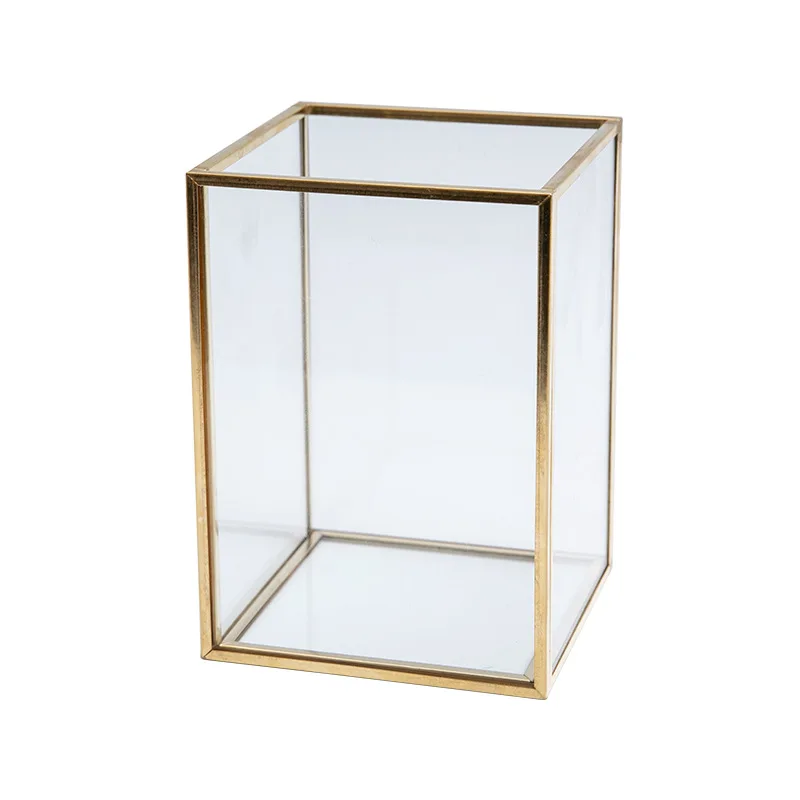 Cosmetic Storage Box Golden Desktop Lipstick Glass Jewelry Classification Storage Finishing Makeup Brush Organizer bathroom