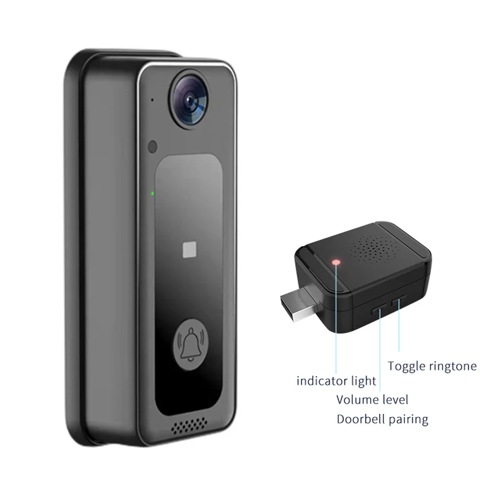 Sonnette vidéo intelligente sans fil avec caméra de stockage en nuage, audio bidirectionnel, vision nocturne HD, Wi-Fi 2.4GHz, tendance e