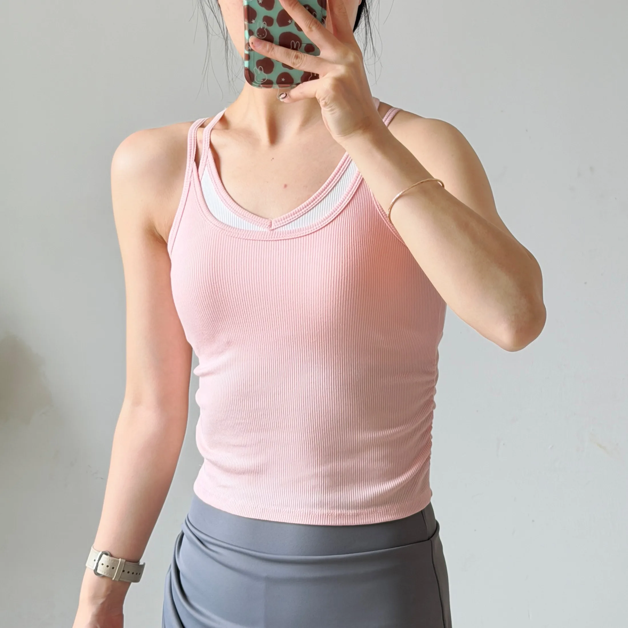 Damen Yoga-Top Stoßfester Sport-BH mit Brustpolstern, Trägerloses Yoga-Oberteil, Oberbekleidung zum Laufen, Trainings- und Fitness-Top – Detail 16