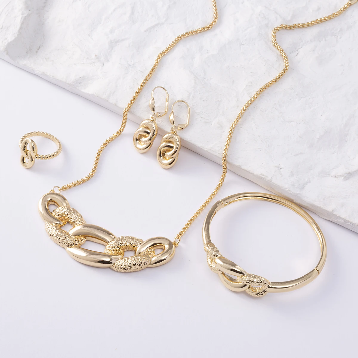 

Fashion Women's Jewelry Neck Necklace Earrings And Bracelets Ring Gold Wedding Dubai African Jewelry