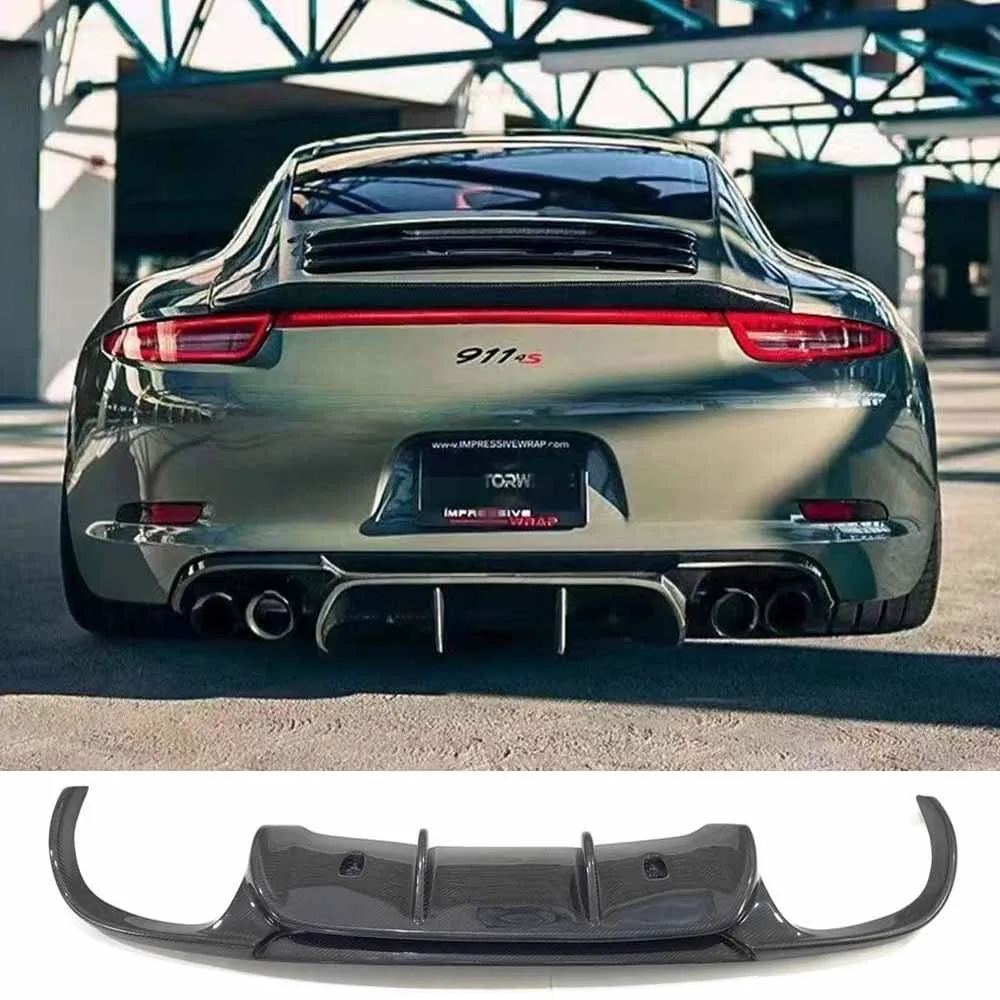 Forged Carbon & Carbon Fiber Rear Bumper Lip Diffuser Spoiler V Style Fit for Porsche 911 991 GT3 2012-2015 Car Styling 