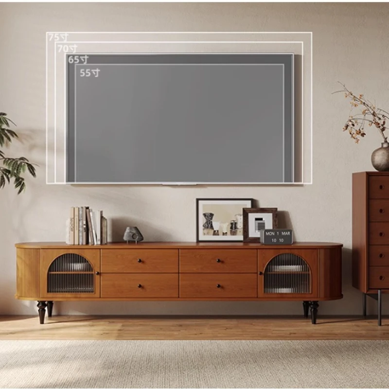 منتصف القرن نمط خشب متين حامل تلفاز الفرنسية الرجعية غرفة المعيشة وغرفة نوم خزانة أرضية الجوز اللون أثاث المنزل الإبداعي FYST #2