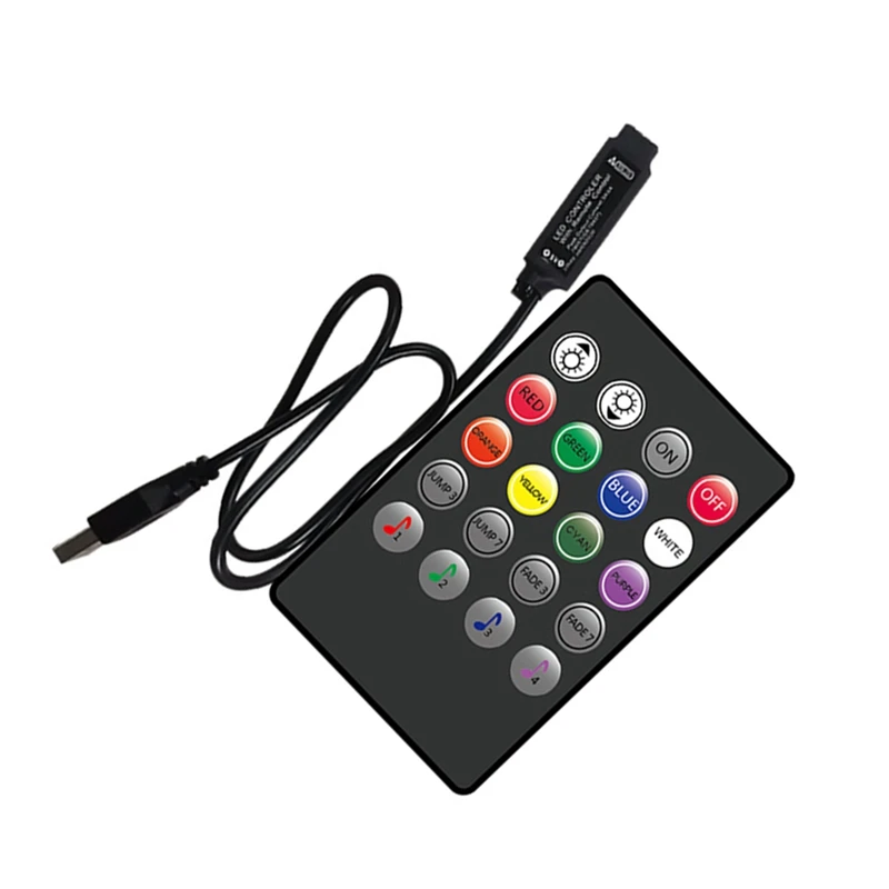 IR 컨트롤러 USB 원격 USB 제어, 20 키 RGB 제어, IR 무선 음악 동기화 조명 조광기, LED 조명 스트립용, 20 키