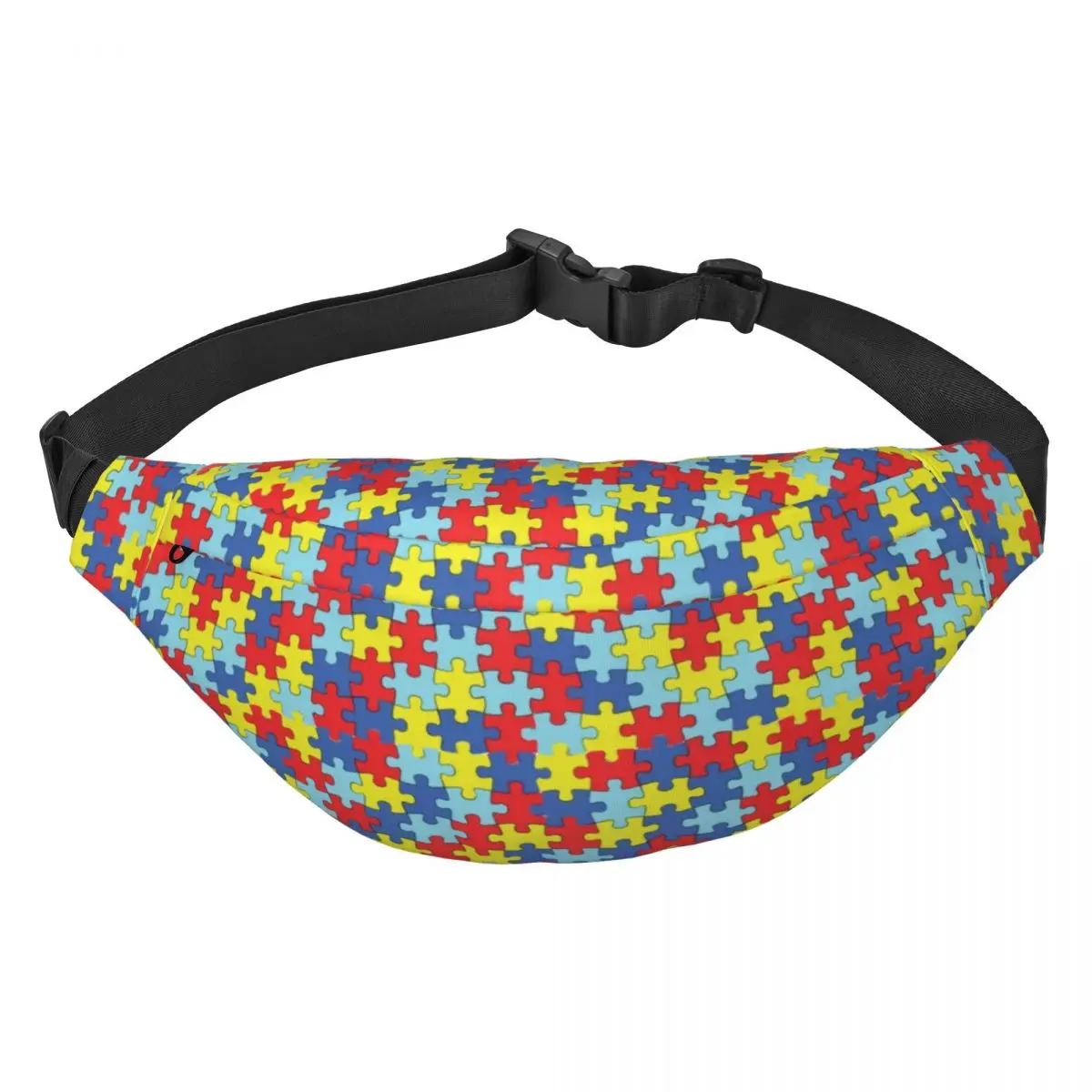 

Custom Colorful Puzzle Pattern Autism Awareness Fanny Pack Women Men Sling Crossbody Waist Bag Travel Cycling Phone Money Pouch