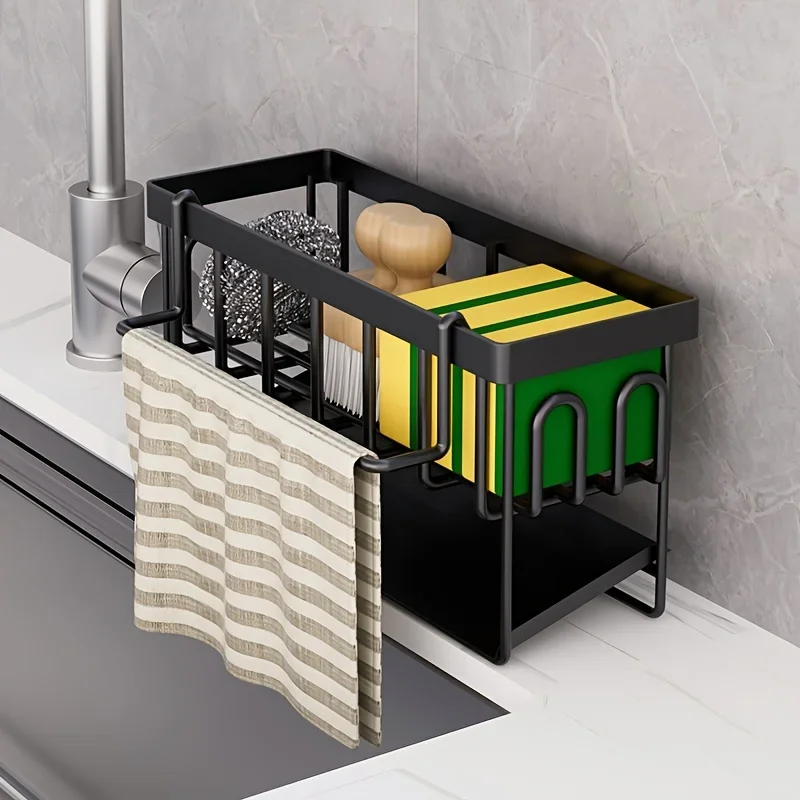

Kitchen Stainless Steel Sink Drain Rack Sponge Holder Faucet Storage Soap Drainer Towel Rack Shelf Organizer Accessories