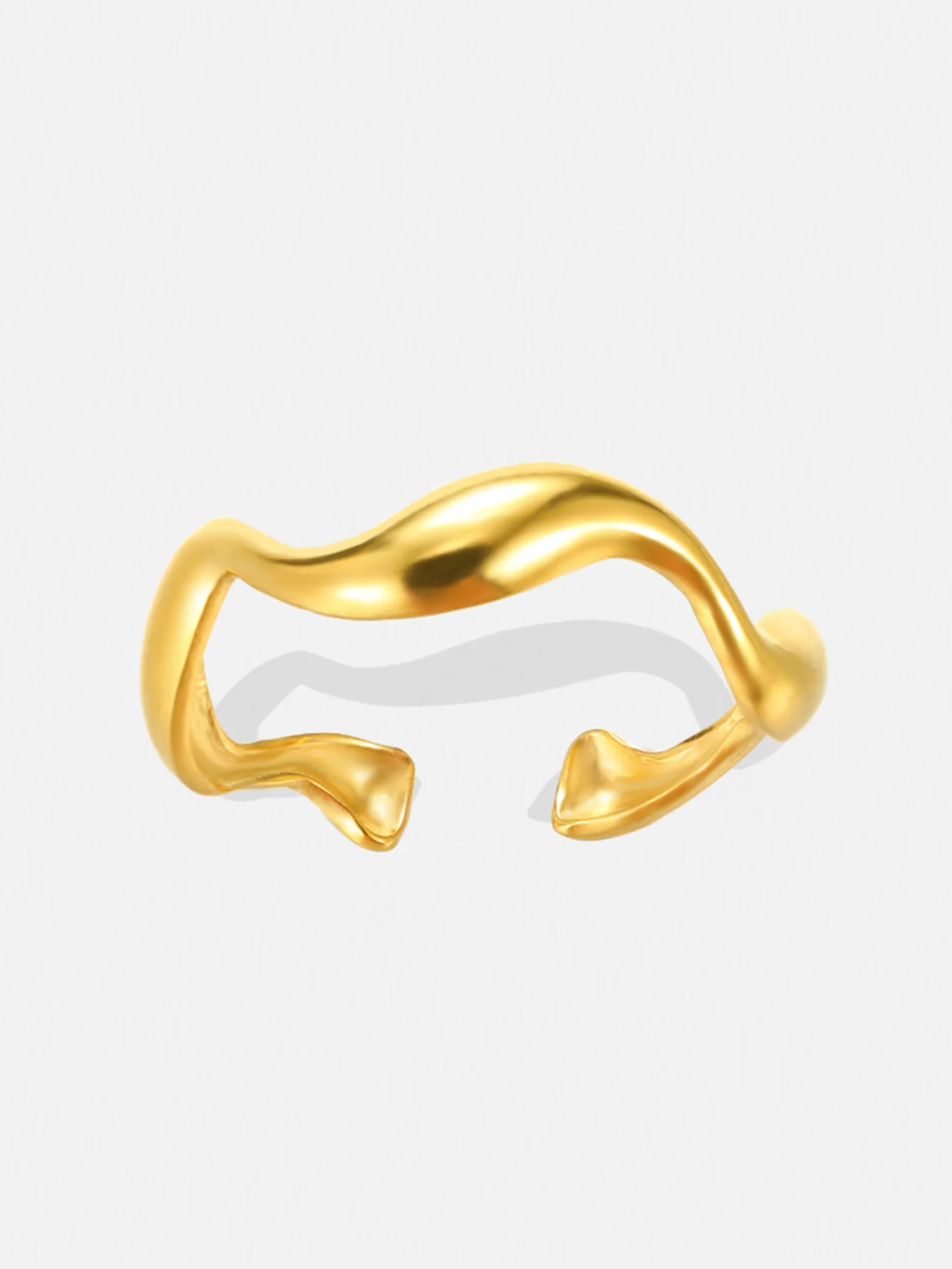 Creative Wave Shape Stainless Steel Rings For Women Men Open Adjustable Gold Color Finger Rings Wedding Female Jewelry Gift 2024