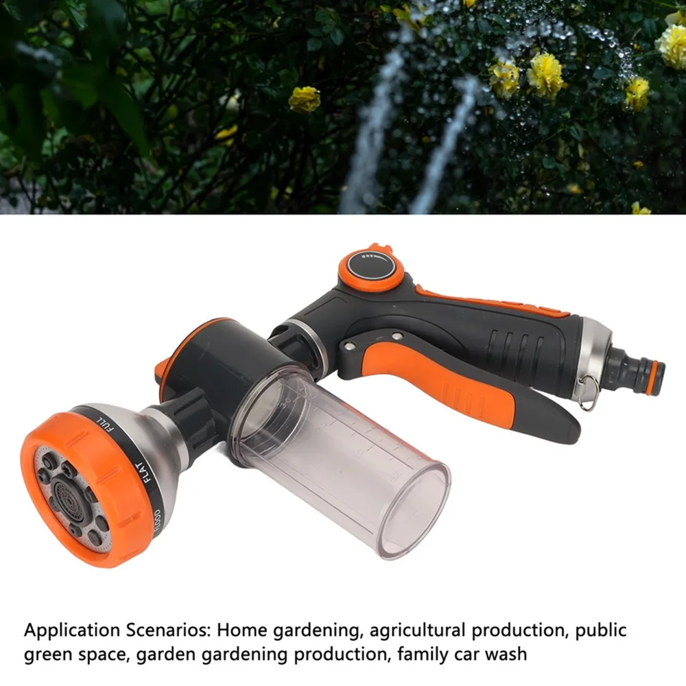 8 Modes Garden Hose Nozzle Adjustable Heavy Duty Hose Sprayer with Soap Dispenser Front Trigger Ergonomic Watering Nozzle