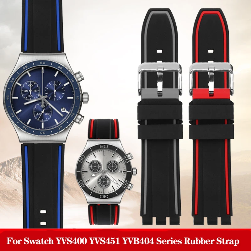 19mm 20mm 21mm Rubber Watchband for Swatch Watch Strap YVS400 YVS451 YVB404 Series Waterproof Outdoor Sports Silicone Wrist Belt