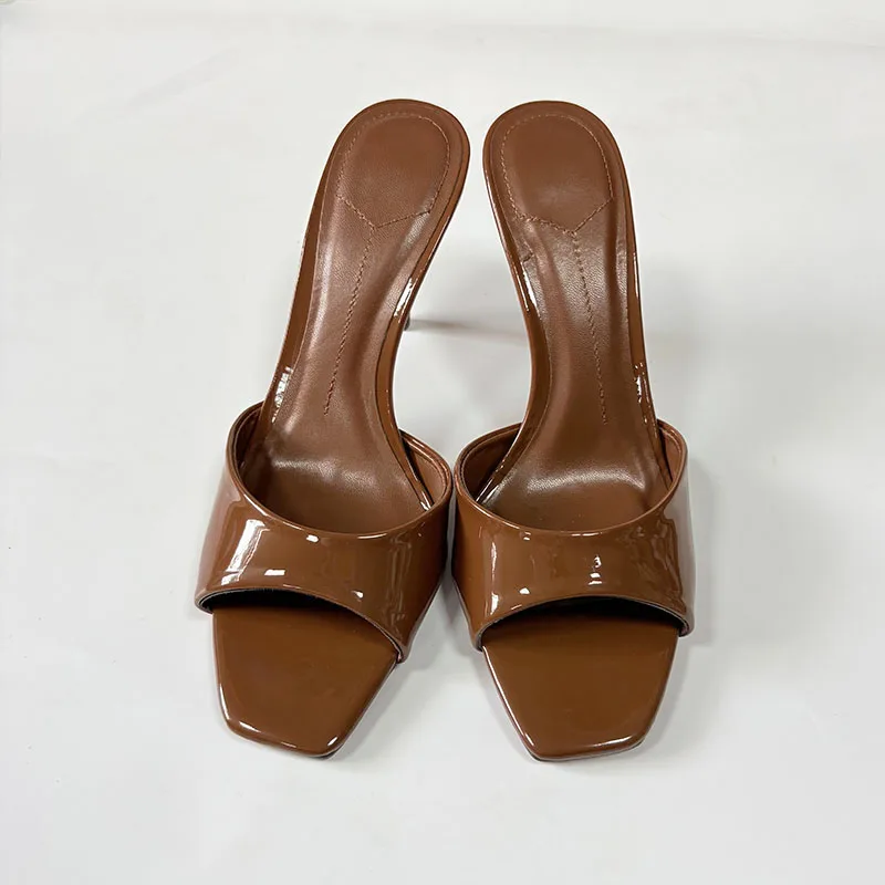 

Тонкие туфли на высоком каблуке, женские мюли, летние туфли для вечеринок, модные женские сандалии с квадратным носком, новые стильные шлепанцы для женщин.