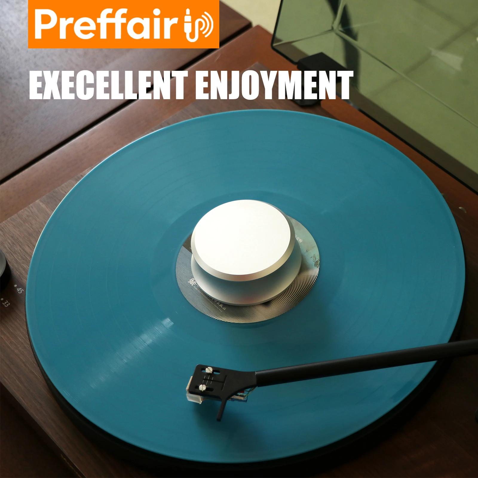 Preffair Hifi Record Player Weight Stabilizer for Vinyl LP Turntable Tall Reduce Vibtration Silver Black