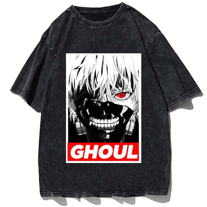 Kaneki Ken Printed Tshirt Anime Tokyo Ghoul Graphic T-shirt Vintage Cotton Loose Oversize T Shirt Tops Summer Men Casual Tees