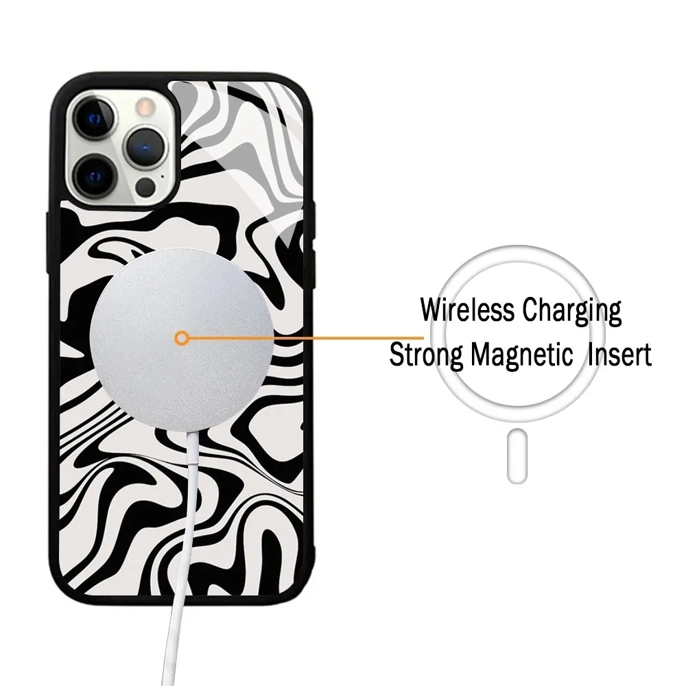 Liquid Swirl Abstract Pattern Phone Case For IPhone 15 14 13 Pro Max 11 12 Mini Alex Mirror For Magsafe Wireless Charging Cover